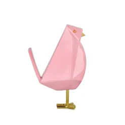 Statues & Sculptures Animals|Contemporary-Cubic Bird 18cm Rosa Pink Resin Indoor Sculpture