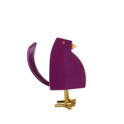 Statues & Sculptures Table Top|Animals-Cubic Bird 14cm Violet Resin Indoor Sculpture