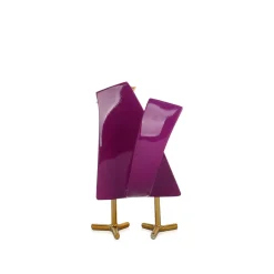 Statues & Sculptures Table Top|Animals-Cubic Bird 14cm Violet Resin Indoor Sculpture