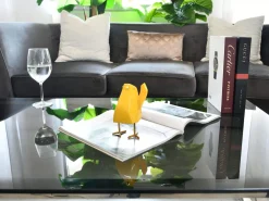 Statues & Sculptures Table Top|Animals-Cubic Bird 14cm Yellow Resin Indoor Sculpture
