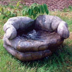 Statues & Sculptures Water Features-Cupped Hands Stone Fountain Water Feature
