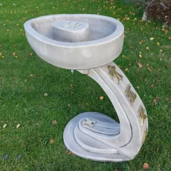 Statues & Sculptures Bird Baths-Curved Japanese Design Stone Garden Bird Bath