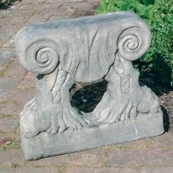 Statues & Sculptures Stone Benches-Curved Pattern Top Stone Garden Bench