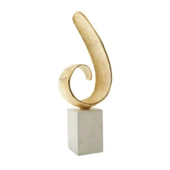Statues & Sculptures Table Top|Abstract-Curved Reflection 50cm Gold Metal Indoor Sculpture