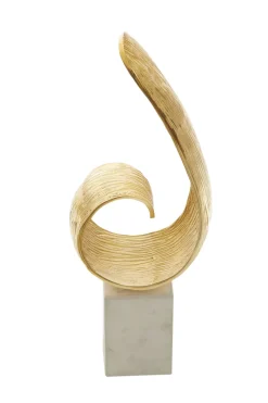 Statues & Sculptures Table Top|Abstract-Curved Reflection 50cm Gold Metal Indoor Sculpture
