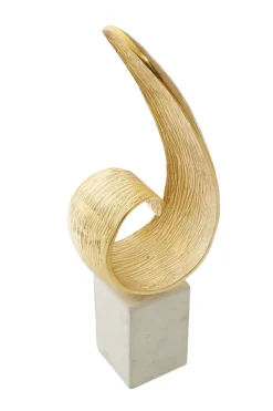 Statues & Sculptures Table Top|Abstract-Curved Reflection 50cm Gold Metal Indoor Sculpture