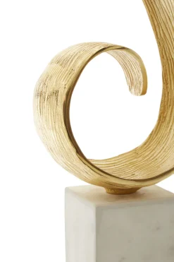 Statues & Sculptures Table Top|Abstract-Curved Reflection 50cm Gold Metal Indoor Sculpture