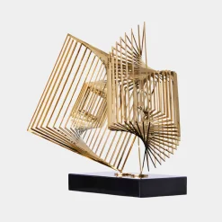 Statues & Sculptures Table Top|Abstract-Cyber Book 46cm Gold Metal Indoor Sculpture