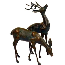 Statues & Sculptures Stags & Deers-Deer & Doe Bronze Metal Garden Statues