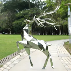 Statues & Sculptures Wildlife|Stags & Deers-Deer 198cm Geometric Metal Garden Sculpture
