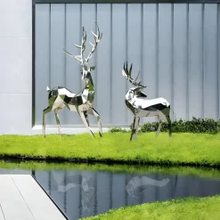 Statues & Sculptures Wildlife|Stags & Deers-Deer 198cm Geometric Metal Garden Sculpture
