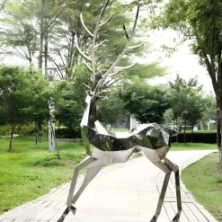 Statues & Sculptures Wildlife|Stags & Deers-Deer 258cm Geometric Metal Garden Sculpture