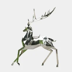 Statues & Sculptures Wildlife|Stags & Deers-Deer 204cm Geometric Metal Garden Sculpture