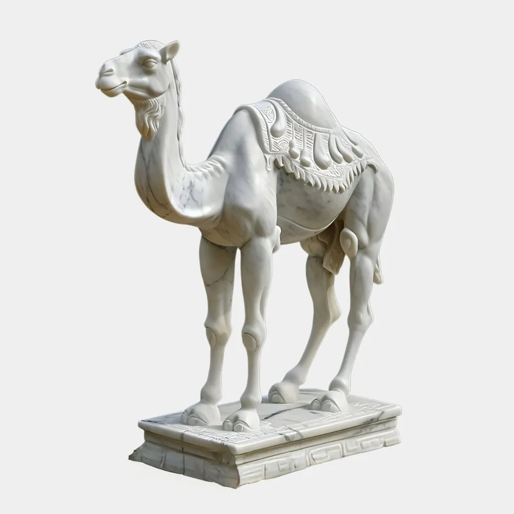 Statues & Sculptures Wildlife|Modern-Desert Camel 160cm White Marble Garden Statue v6