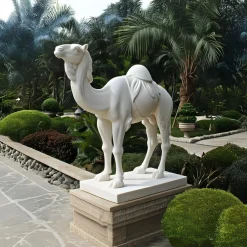 Statues & Sculptures Wildlife|Modern-Desert Camel 160cm White Marble Garden Statue v4