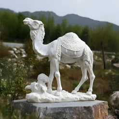 Statues & Sculptures Wildlife|Modern-Desert Camel 160cm White Marble Garden Statue v5