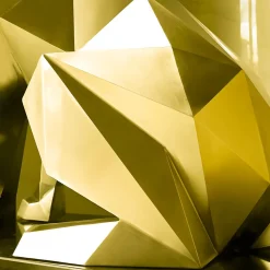 Statues & Sculptures Low Poly|Animals-Dog 100cm Gold Geometric Metal Garden Sculpture