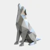 Statues & Sculptures Low Poly|Animals-Dog 100cm Silver Geometric Metal Garden Sculpture