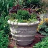 Statues & Sculptures Large|Round-Draped Vase Stone Garden Planter