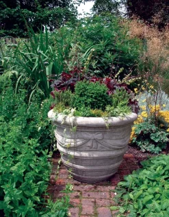 Statues & Sculptures Large|Round-Draped Vase Stone Garden Planter