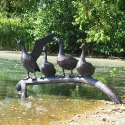 Statues & Sculptures Ducks-Duck Voyage Bronze Metal Garden Ornament