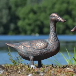 Statues & Sculptures Ducks-Ducks Aged Bronze Garden Ornaments
