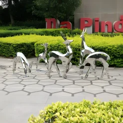 Statues & Sculptures Wildlife|Stags & Deers-Dynamic Deer 91cm Metal Garden Sculpture