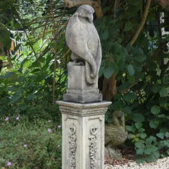 Statues & Sculptures Eagles|Modern-Eagle on Floral Pedestal Modern Stone Garden Statue