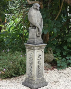 Statues & Sculptures Eagles|Modern-Eagle on Floral Pedestal Modern Stone Garden Statue