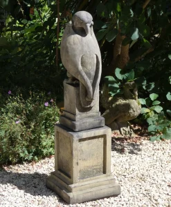 Statues & Sculptures Eagles|Modern-Eagle on Plain Pedestal Modern Stone Garden Statue
