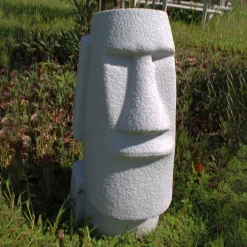Statues & Sculptures Easter Island Heads-Easter Island Head 70cm Granite Resin Garden Ornament