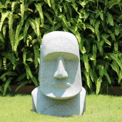 Statues & Sculptures Easter Island Heads-Easter Island Head 80cm Stone Garden Ornament