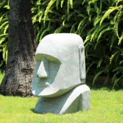 Statues & Sculptures Easter Island Heads-Easter Island Head 80cm Stone Garden Ornament