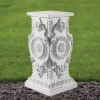 Statues & Sculptures Plinths & Pedestals-Elegance 44cm Marble Resin Garden Pedestal