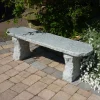Statues & Sculptures Stone Benches-Elegance II Natural Granite Grey Stone Garden Bench