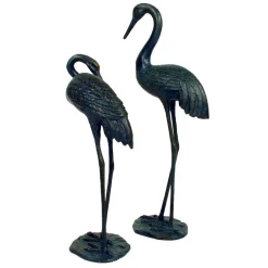 Statues & Sculptures Cranes-Elegant Cranes Bronze Metal Garden Ornaments