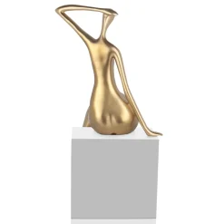 Statues & Sculptures Figurative|Table Top-Elegant Grace 38cm Gold Resin Indoor Sculpture