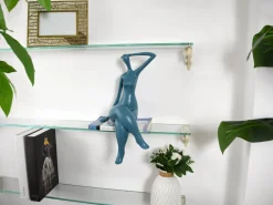 Statues & Sculptures Figurative|Table Top-Elegant Grace 38cm Teal Resin Indoor Sculpture