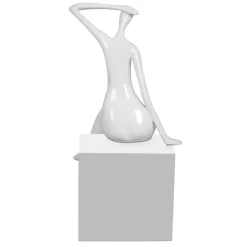 Statues & Sculptures Figurative|Table Top-Elegant Grace 38cm White Resin Indoor Sculpture