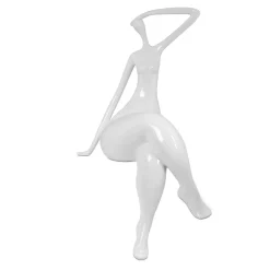 Statues & Sculptures Figurative|Table Top-Elegant Grace 75cm White Resin Indoor Sculpture