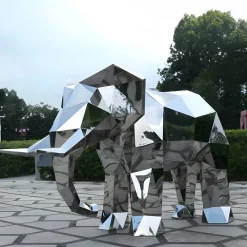 Statues & Sculptures Wildlife|Contemporary-Elephant 168cm Geometric Metal Garden Sculpture