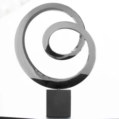 Statues & Sculptures Contemporary|Contemporary-Ellipse 103cm Metal Stainless Steel Indoor Sculpture