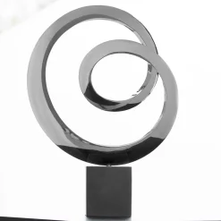 Statues & Sculptures Contemporary|Contemporary-Ellipse 64cm Metal Stainless Steel Indoor Sculpture