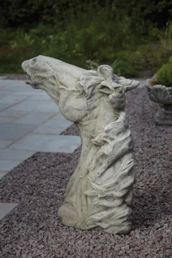 Statues & Sculptures Horses-Epona Horses Head Stone Garden Ornament