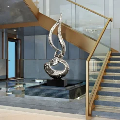 Statues & Sculptures Giant|Floor Standing-Eternal Flame 173cm Silver Metal Garden Sculpture