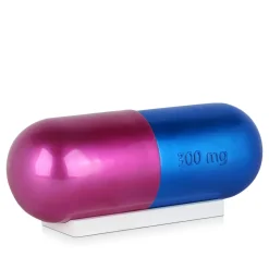 Statues & Sculptures Table Top|Contemporary-Eternal Happiness Pill 13cm Fuchsia Resin Indoor Sculpture