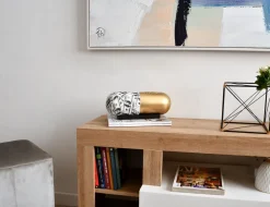 Statues & Sculptures Table Top|Contemporary-Eternal Wealth Pill 13cm Gold Resin Indoor Sculpture