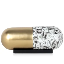 Statues & Sculptures Table Top|Contemporary-Eternal Wealth Pill 13cm Gold Resin Indoor Sculpture