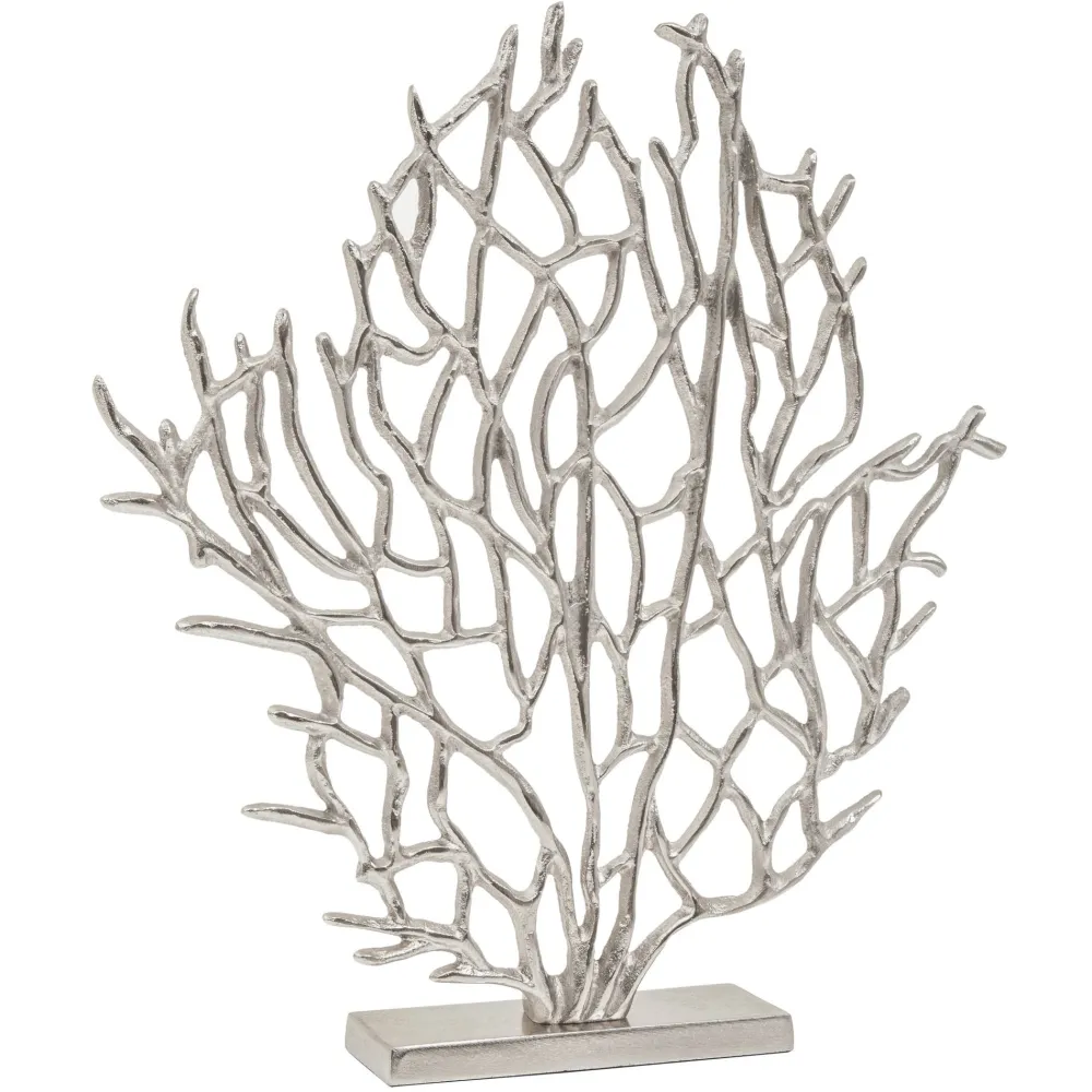 Statues & Sculptures Table Top|Contemporary-Euphoric Coral 43cm Silver Metal Indoor Sculpture