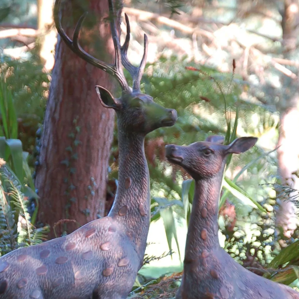 Statues & Sculptures Stags & Deers-Extra Large Stag & Doe Deer Bronze Garden Statues